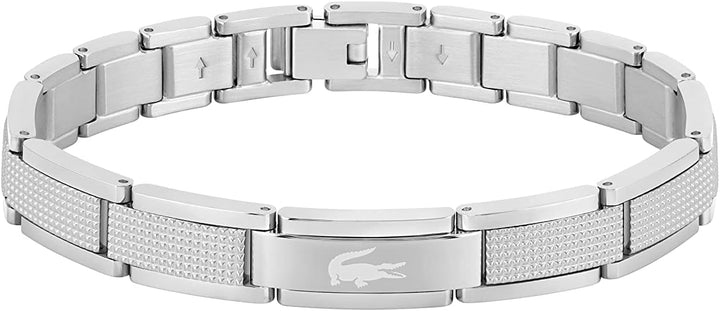 Lacoste Armband mit Knebelverschluss für Herren Kollektion STENCIL aus Edelstahl, Silver