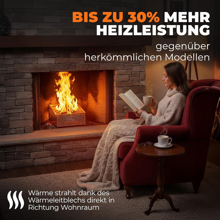 30x25x17cm hitzeresistenter Pelletkorb für Kaminofen | Edelstahl Pelletkorb | Pelletbrennkorb 30% me