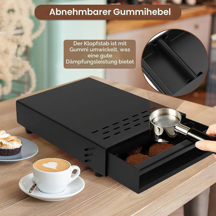 Wakects Kaffee-Klopf-Box-Behälter, Edelstahl-Gummi-Kaffeemehl-Klopf-Box-Rest-Pulver-Eimer-Schublade