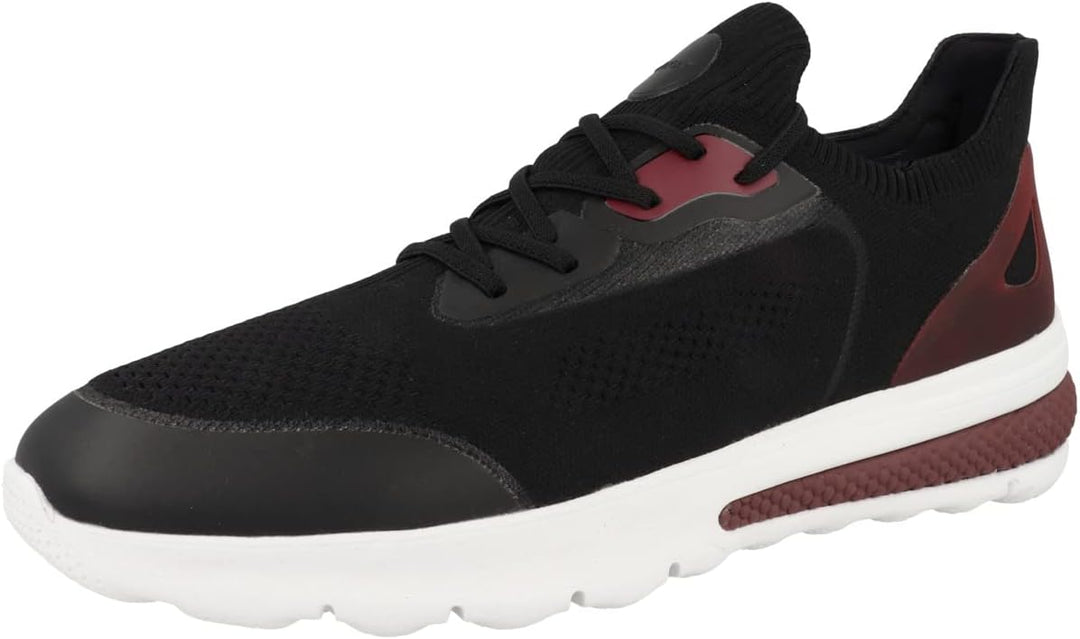 Geox Herren U Spherica Actif Sneaker 39 EU Black Red, 39 EU Black Red