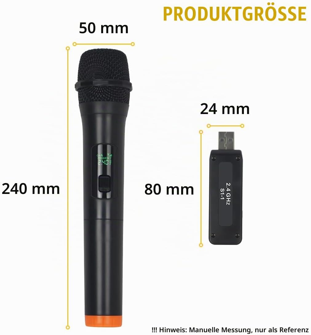 K1 Professional USB Mikrofon-Sets Wireless 1 Handheld VHF 230-250 MHz Mikrofonsystem 100 m Entfernun