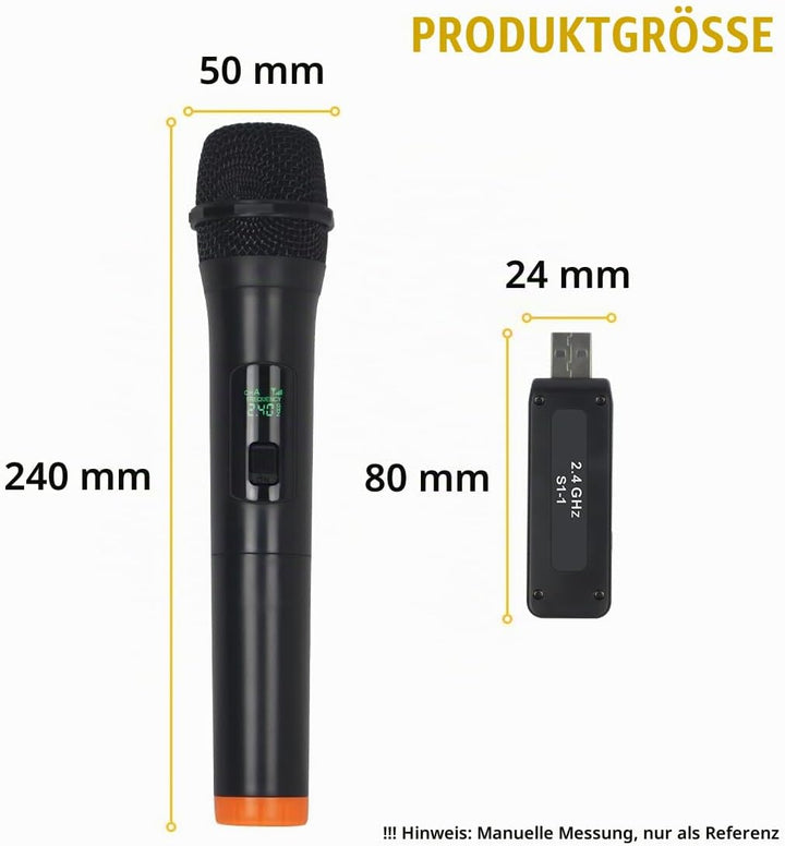 K1 Professional USB Mikrofon-Sets Wireless 1 Handheld VHF 230-250 MHz Mikrofonsystem 100 m Entfernun