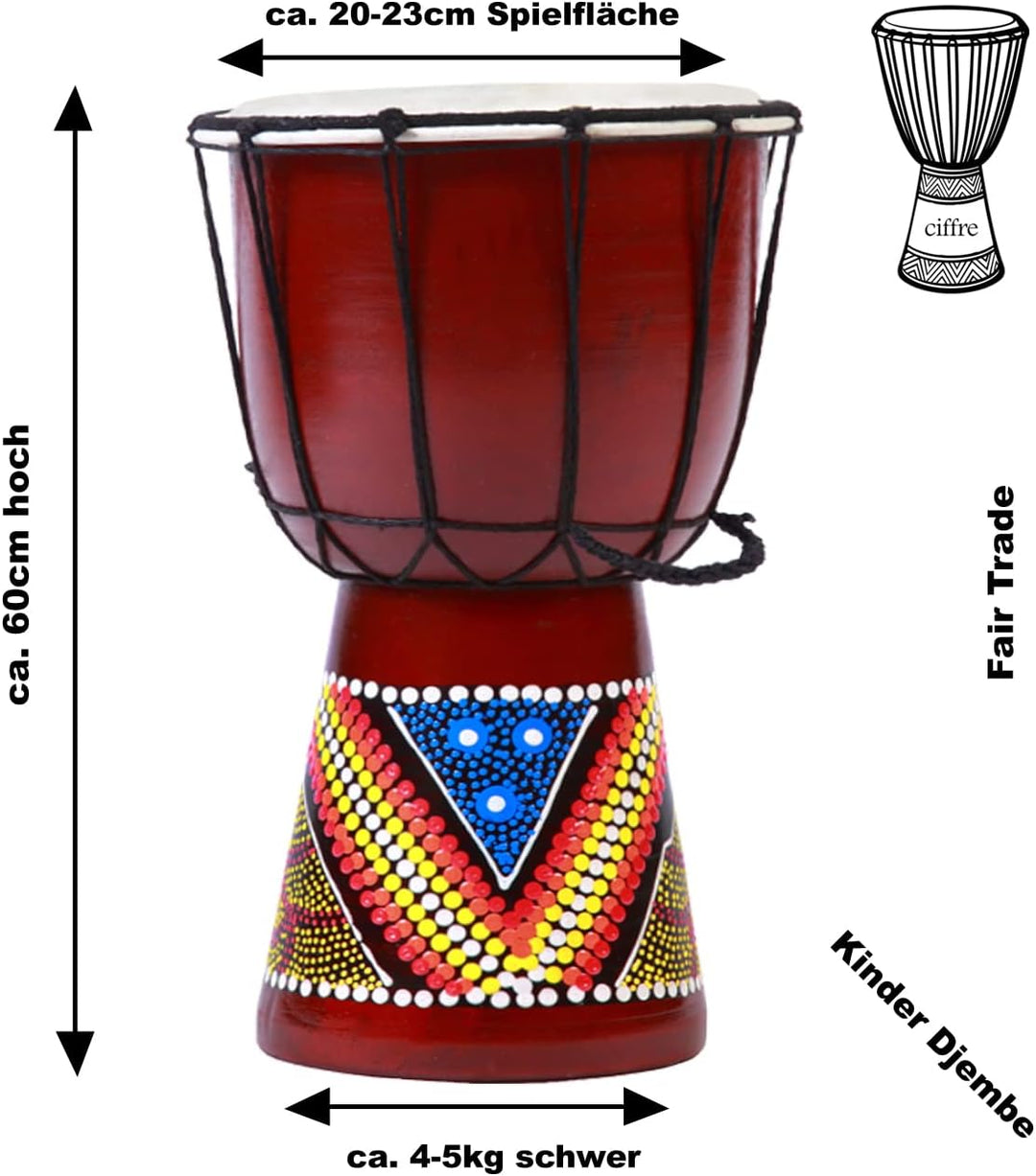 60cm Djembe Trommel Bongo Holztrommel Drum Darbuka Guter Klang Bunt bemalt