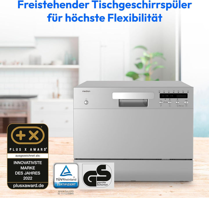 MEDION Tischgeschirrspüler DWT 60 - silber Silbergrau, Silbergrau