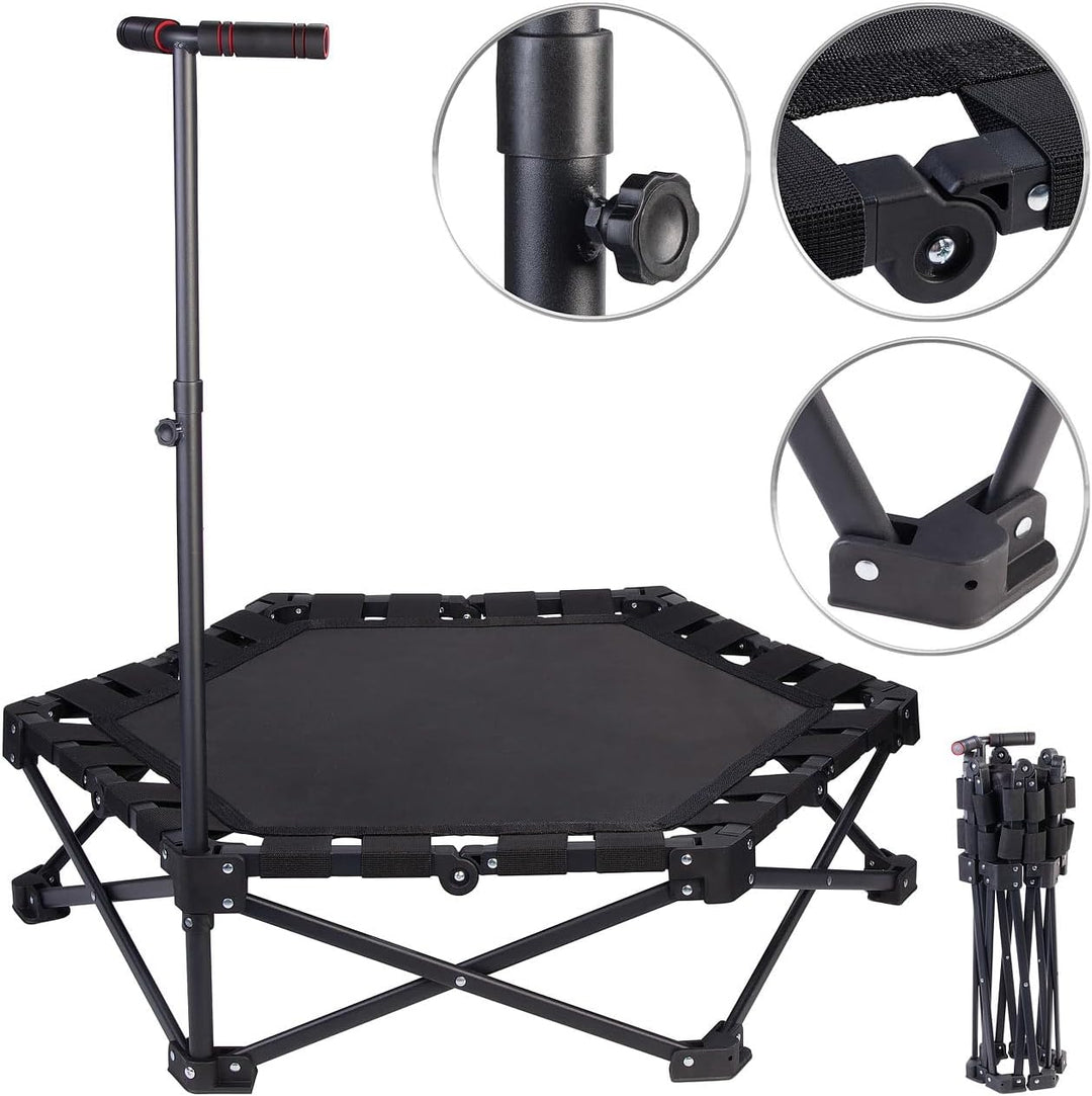 Speeron Fitnesstrampolin: Klappbares Fitness-Trampolin für Erwachsene, Halte-Griff, 106 cm Ø (Fitnes