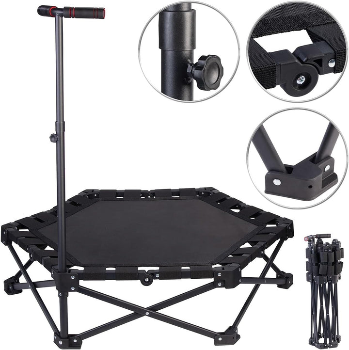 Speeron Fitnesstrampolin: Klappbares Fitness-Trampolin für Erwachsene, Halte-Griff, 106 cm Ø (Fitnes