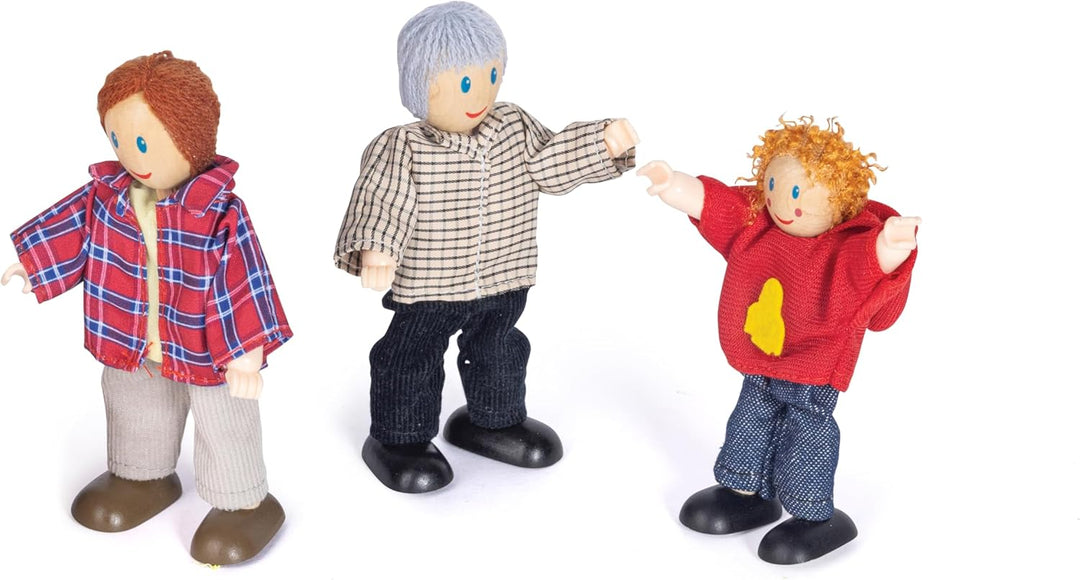 Hape Puppenfamilie Preisgekröntes Puppenfamilien-Set, einzigartiges Zubehör für Puppenhäuser aus Hol