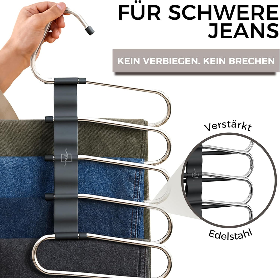 MORALVE Hosenbügel Platzsparend – 2er Pack Mehrfachhosenbügel mit Anti-Rutsch-Beschichtung – Platzsp