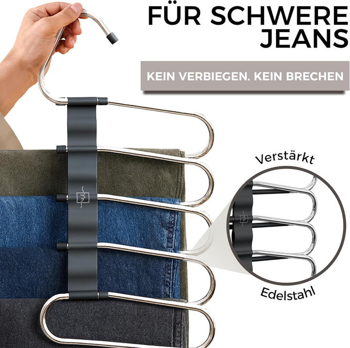 MORALVE Hosenbügel Platzsparend – 2er Pack Mehrfachhosenbügel mit Anti-Rutsch-Beschichtung – Platzsp