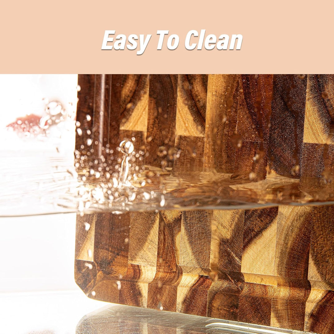 Schneidebrett Holz aus Akazienholz, TJ POP Holzschneidebrett Gross 38 x 28 x 3cm, Premium Küchenschn