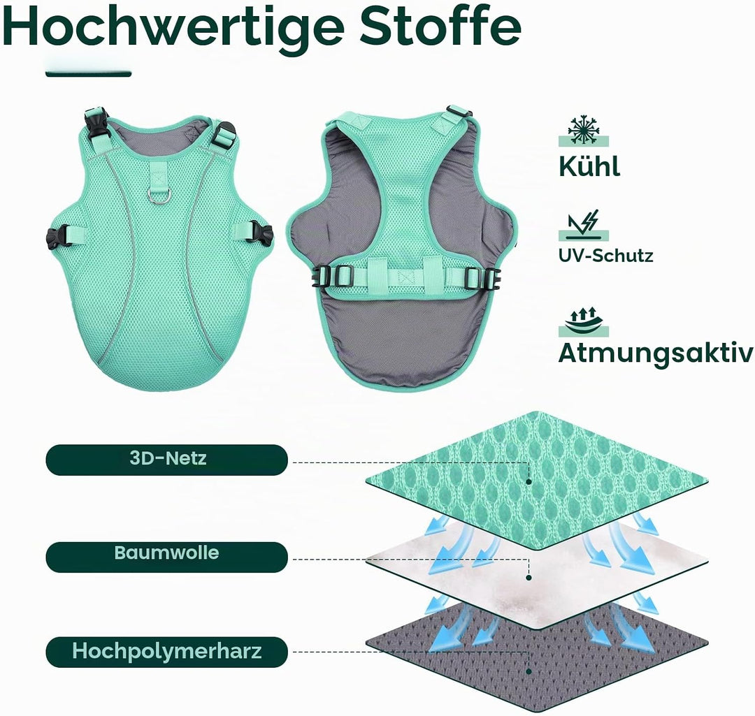Kuoser Hund Kühlweste, Kühlweste für Hunde zur Abkühlung im Sommer, Atmungsaktive Hundekühlweste mit