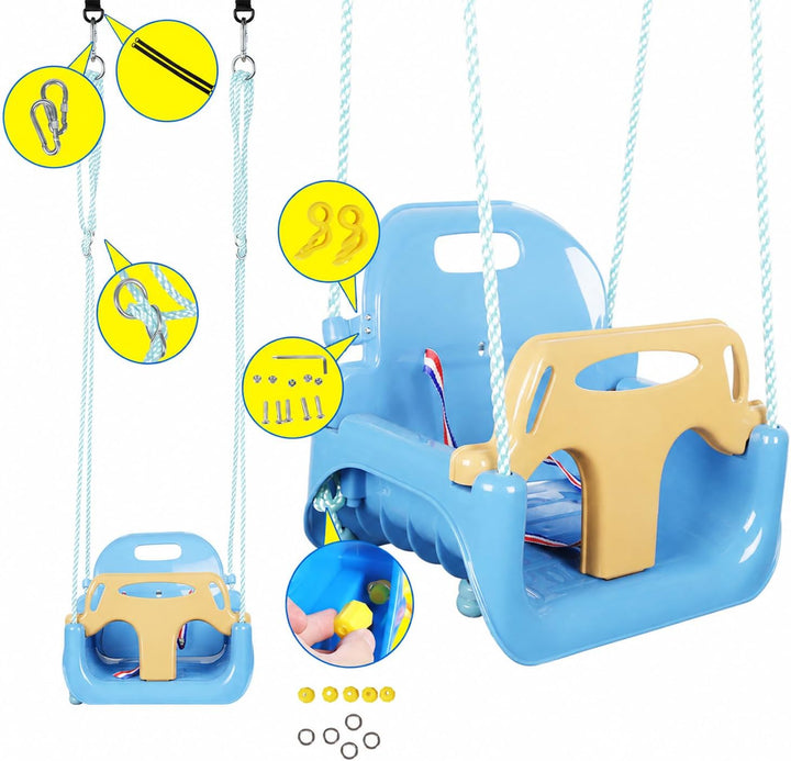 KINSPORY Kinderschaukel Babyschaukel 3 in 1 Babysitz verstellbar Mitwachsend Schaukelsitz Gartenscha