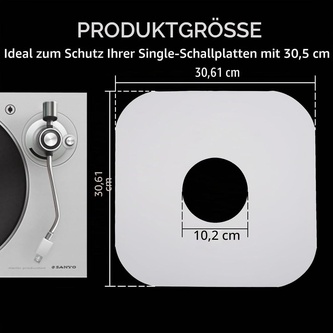 Schallplatten-Innenhüllen, schweres weisses Kraftpapier mit abgerundeten Ecken, Schutzhüllen, antist