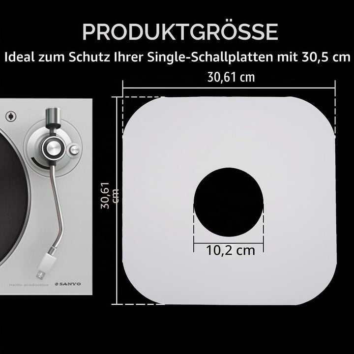 Schallplatten-Innenhüllen, schweres weisses Kraftpapier mit abgerundeten Ecken, Schutzhüllen, antist
