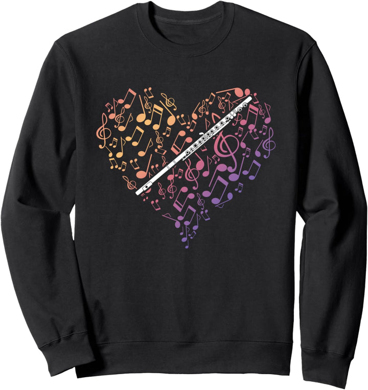 Herz Noten Notenschlüssel Querflöte Sweatshirt