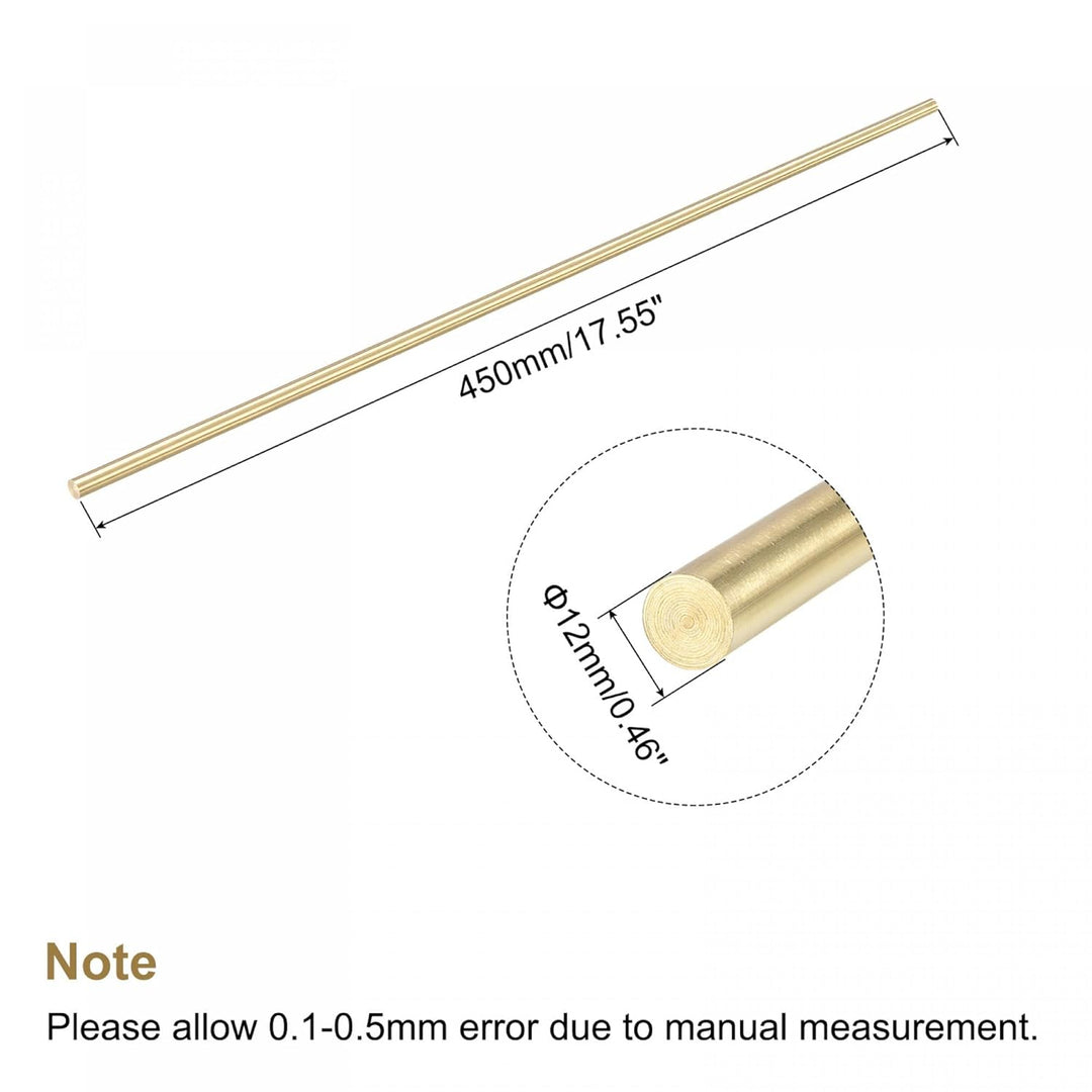 sourcing map Messingstange, Massiv Messing Rundstab 12mm Durchmesser 450mm Länge Drehstange für RC M