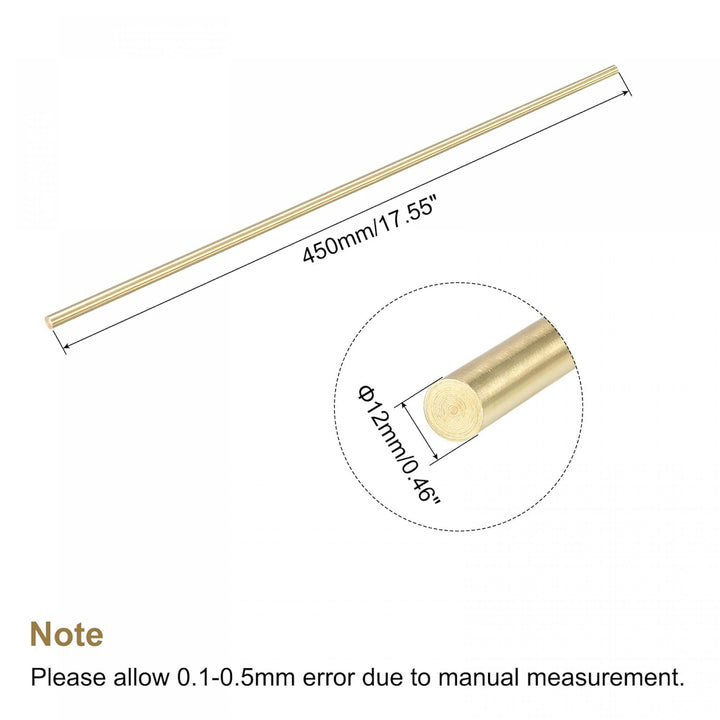 sourcing map Messingstange, Massiv Messing Rundstab 12mm Durchmesser 450mm Länge Drehstange für RC M