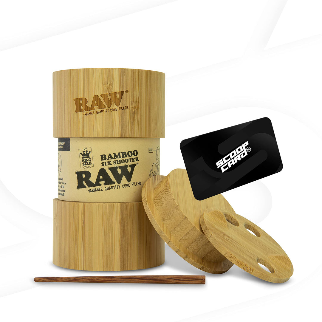 RAW Bamboo Six-Shooter für King Size Kegel – variable Menge Kegelfüllgerät – Füllt 1, 2, 3 oder 6 Ke