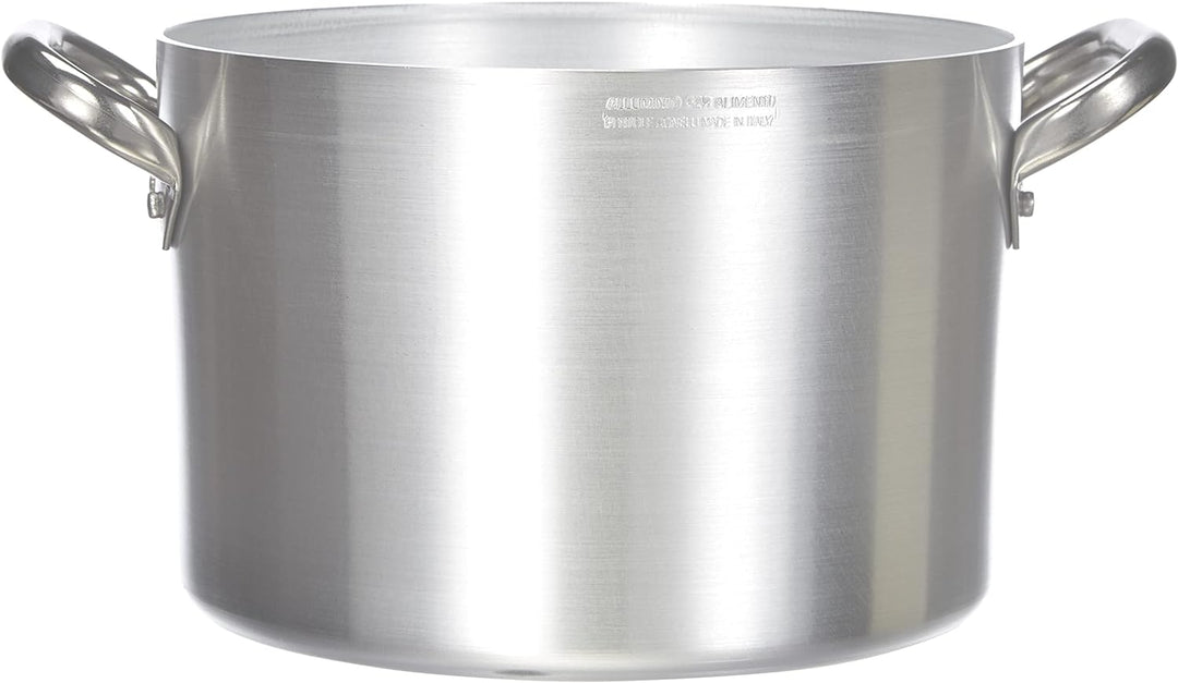 Pentole Agnelli Kasserolle Hohe aus Aluminium, mit 2 Griffen aus Edelstahl, Silber 24 cm Silber/schw