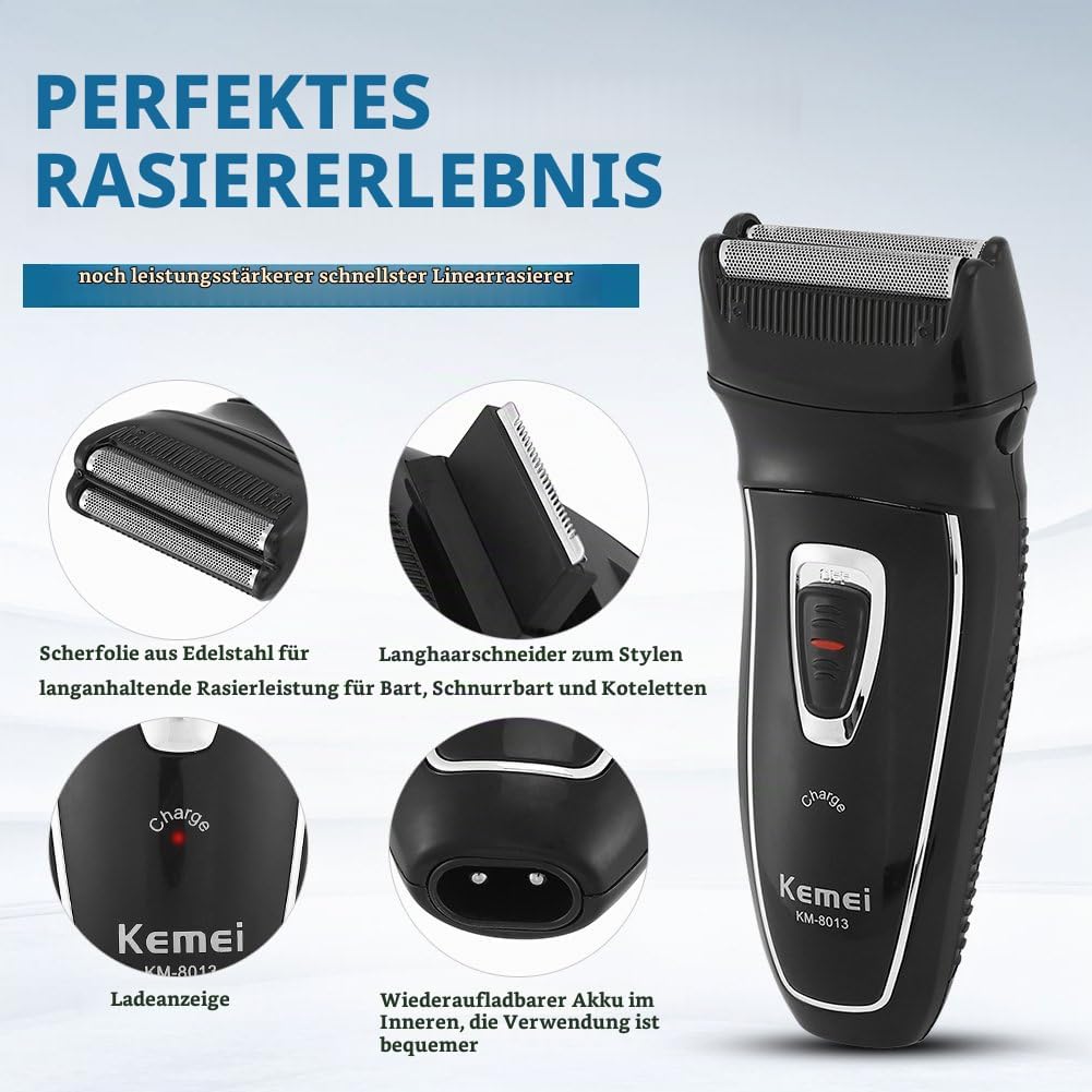 Elektro Herrenrasierer Wiederaufladbar mit Ladeanzeige und Precision Cut Technologie | Barttrimmer f