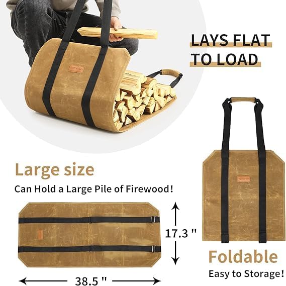 Feuerholz-Trage-Rucksack, CYUREAY wasserabweisende Feuerholz-Tasche, stabile Holzklotz-Tragetasche m
