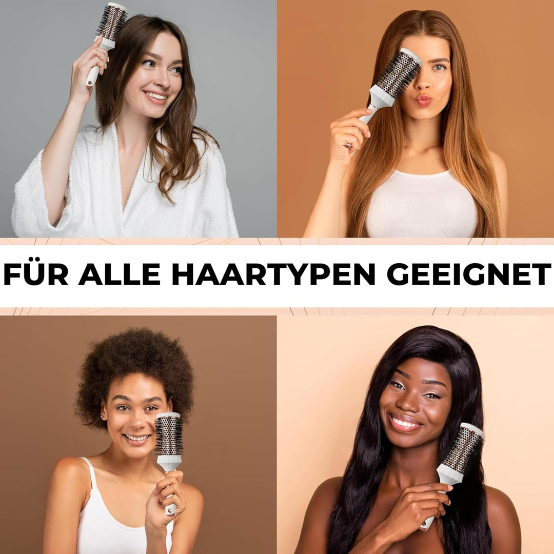 Lily England Runde Haarbürste Set, 4 Stück Professional Blow Dry Kit mit 3 runden Bürsten und Kamm f