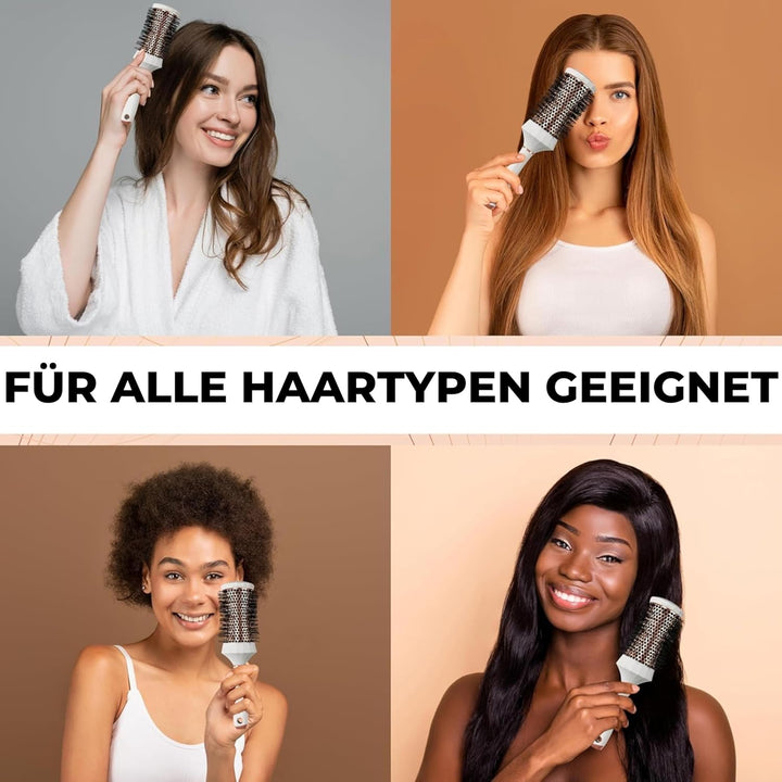 Lily England Runde Haarbürste Set, 4 Stück Professional Blow Dry Kit mit 3 runden Bürsten und Kamm f