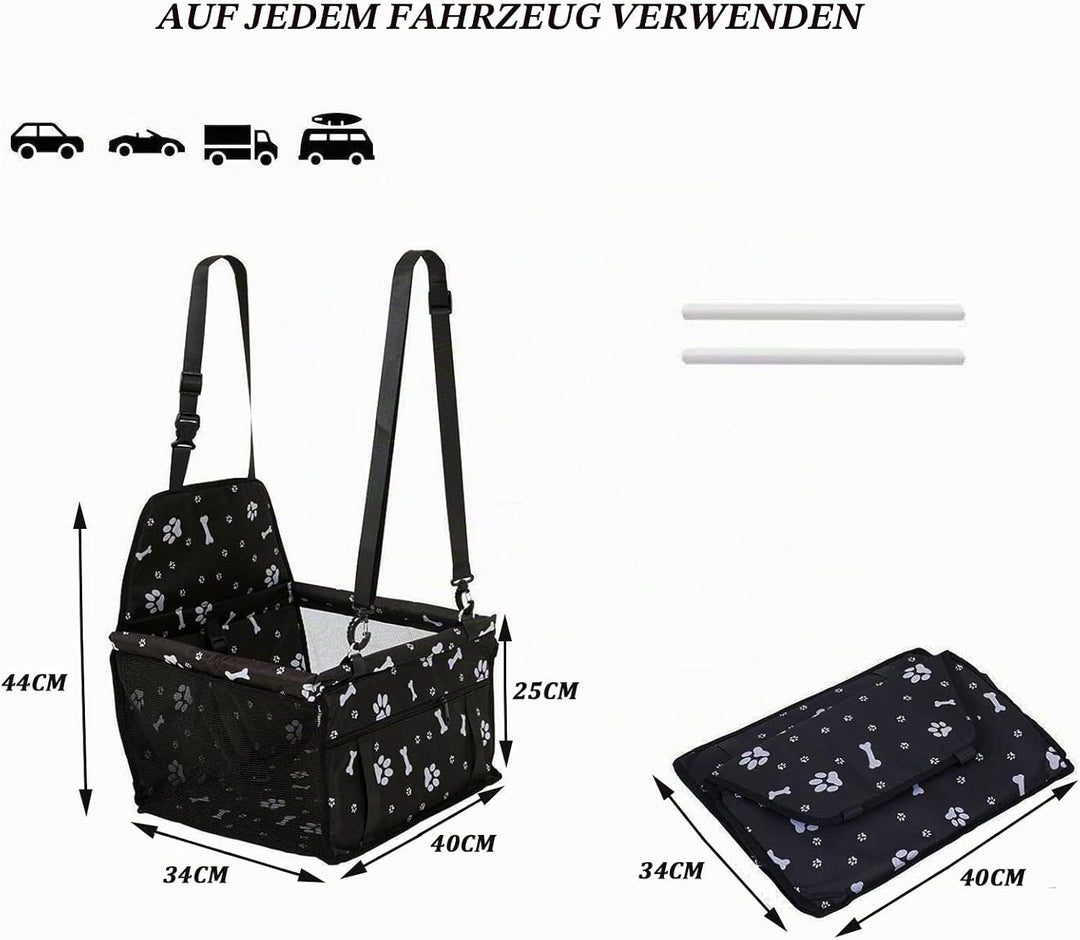 Wodondog Hunde Vordersitz Autositz für Kleine Mittlere Hunde mit Sicherheitsgurt Faltbare Hundedecke