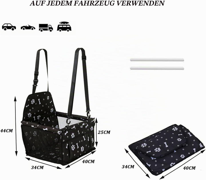 Wodondog Hunde Vordersitz Autositz für Kleine Mittlere Hunde mit Sicherheitsgurt Faltbare Hundedecke
