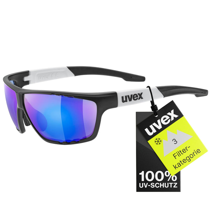 uvex Unisex – Erwachsene, sportstyle 706 Sportbrille, black matt white/blue, one size