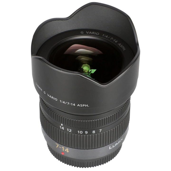 Panasonic H-F007014E LUMIX G Vario Superweitwinkel 7-14 mm F4.0 ASPH. Objektiv (14-28 mm KB) schwarz