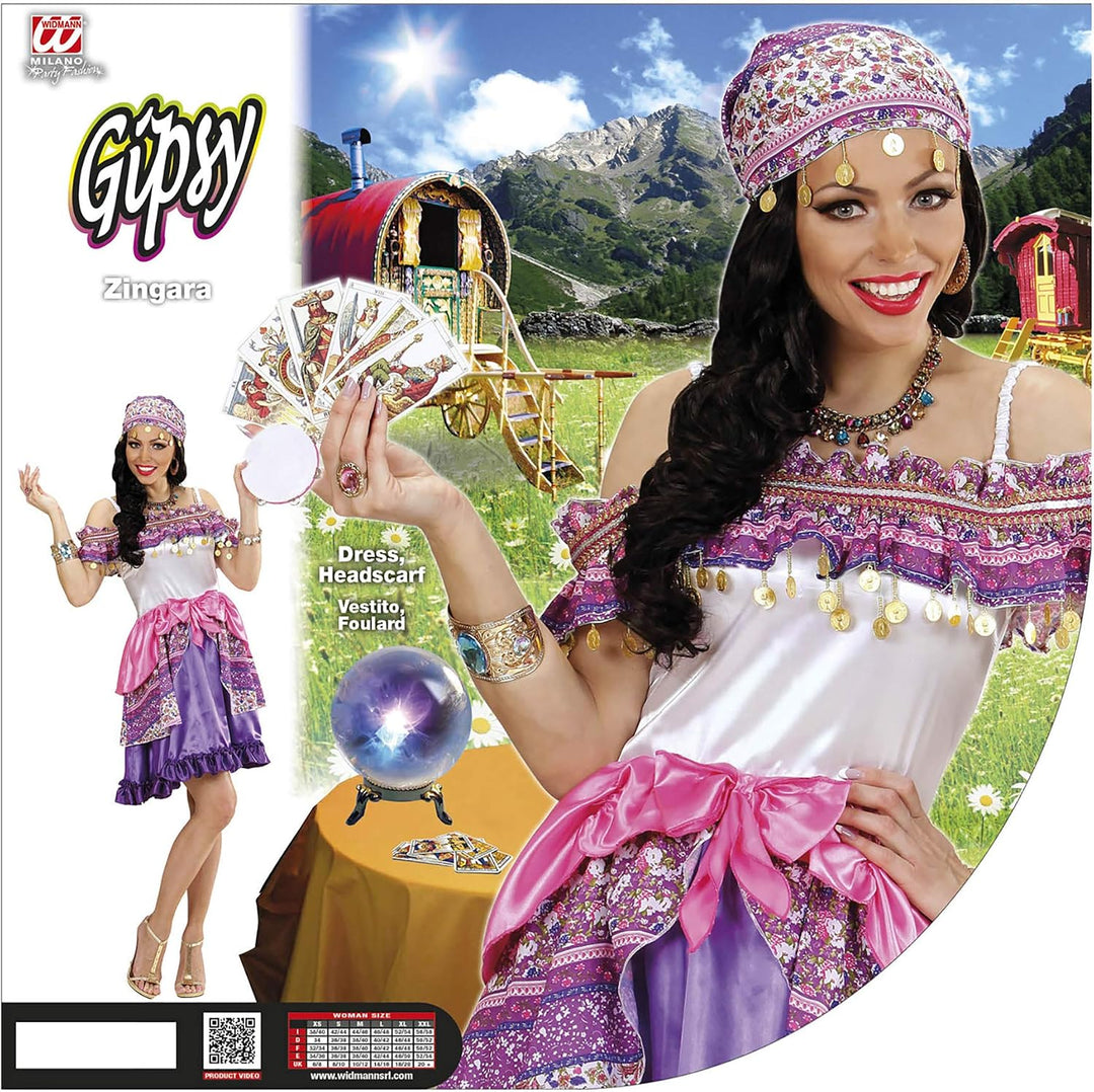 W WIDMANN MILANO Party Fashion - Kostüm Wahrsagerin, Kleid und Kopftuch, für Karneval, S