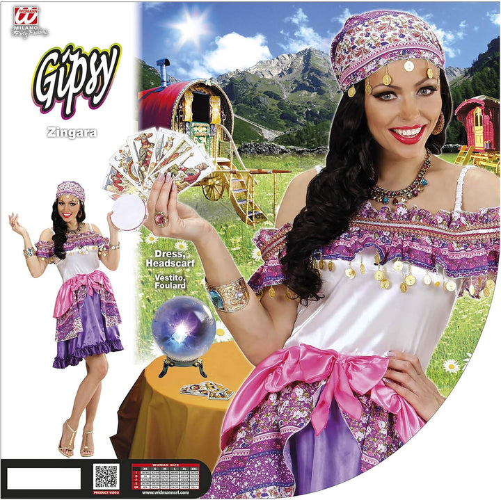 W WIDMANN MILANO Party Fashion - Kostüm Wahrsagerin, Kleid und Kopftuch, für Karneval, S