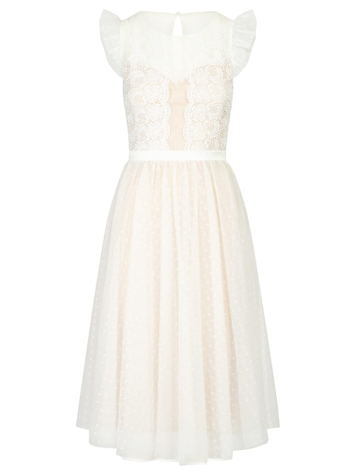 Damen Apart Cocktailkleid in Romantischem Look Special Occasion Dress M Weiss, M Weiss
