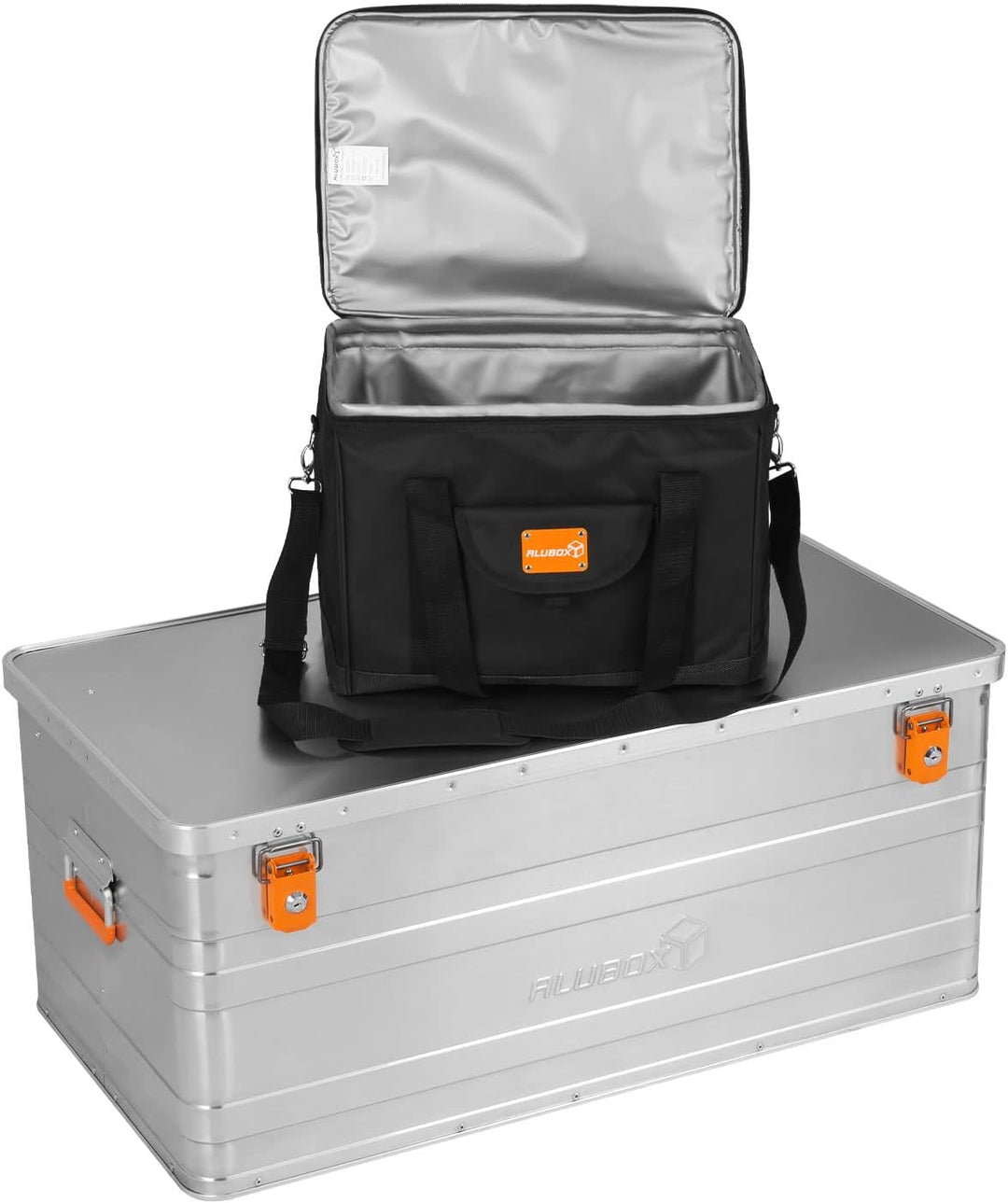 ALUBOX B140 Alukiste 140 Liter Aluminium Transportbox Promo inkl. alubox Picknick Kühltasche schwarz