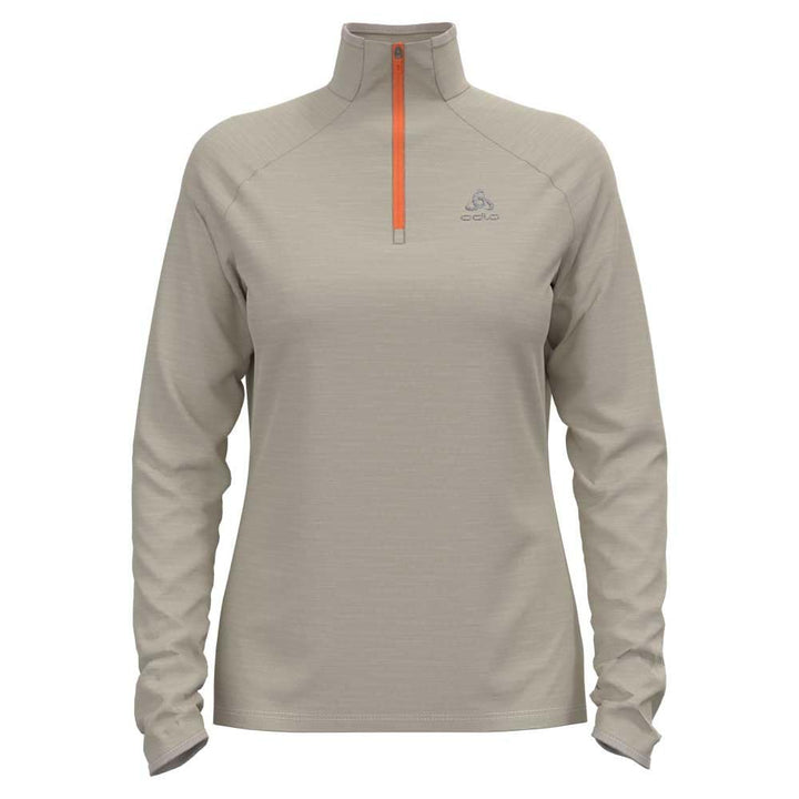 Odlo Damen Laufoberteil mit Reissverschluss Run Easy WARM S Silver Cloud Melange, S Silver Cloud Mel