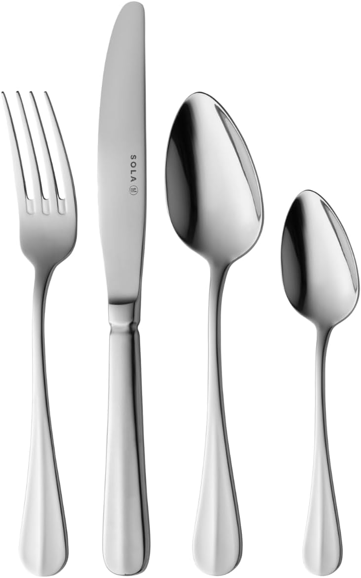 Sola Hollands Glad Besteck Set - 6 Personen Essbesteck - 24 Teilig, 18/10 Rostfreiem Stahl - Robuste