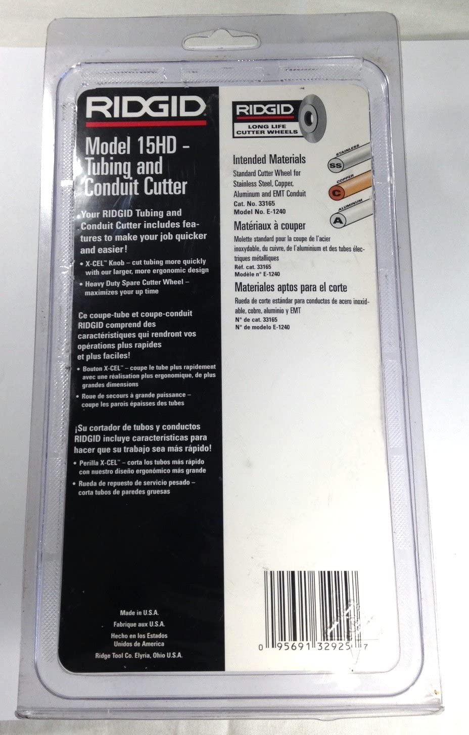 RIDGID 32925 Modell 15S Vorschubspindel-Rohrabschneider mit Hochleistungsschneidrad, Stahlrohrabschn