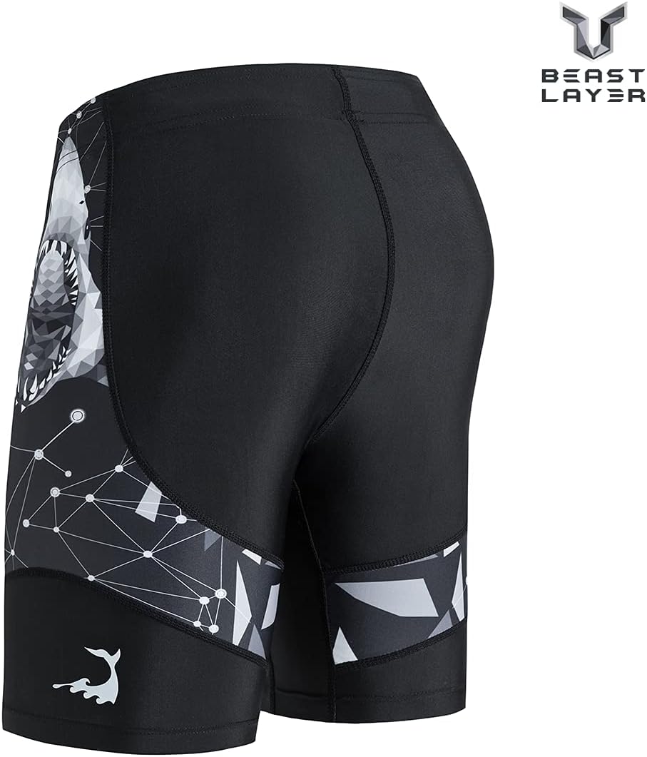 HUGE SPORTS Herren Splice Schwimmhose Kompression Jammer Lang Wilde Serie L Hai, L Hai