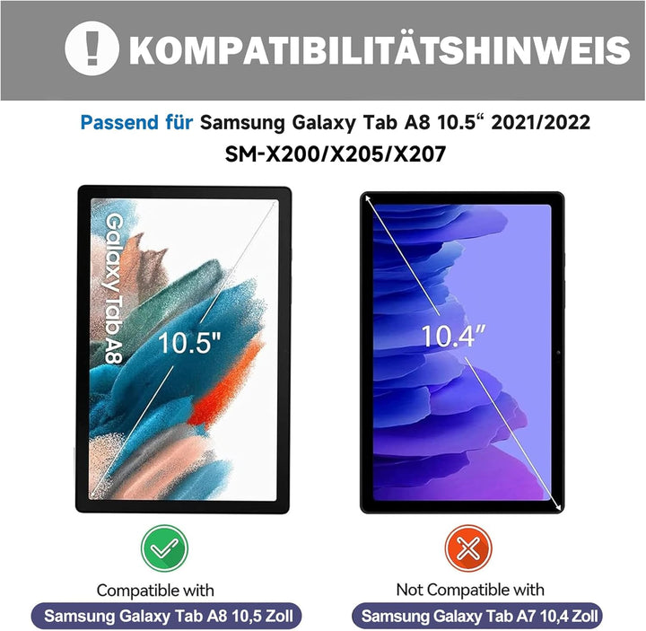 YUEJIDZ Tastatur Hülle für Samsung Galaxy Tab A8 10,5 Zoll,QWERTZ Deutsches Layout Bluetooth Magneti