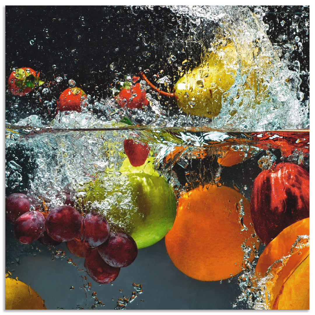 ARTland Spritzschutz Küche aus Alu für Herd Spüle 60x60 cm (BxH) Küchenrückwand mit Motiv Essen Obst
