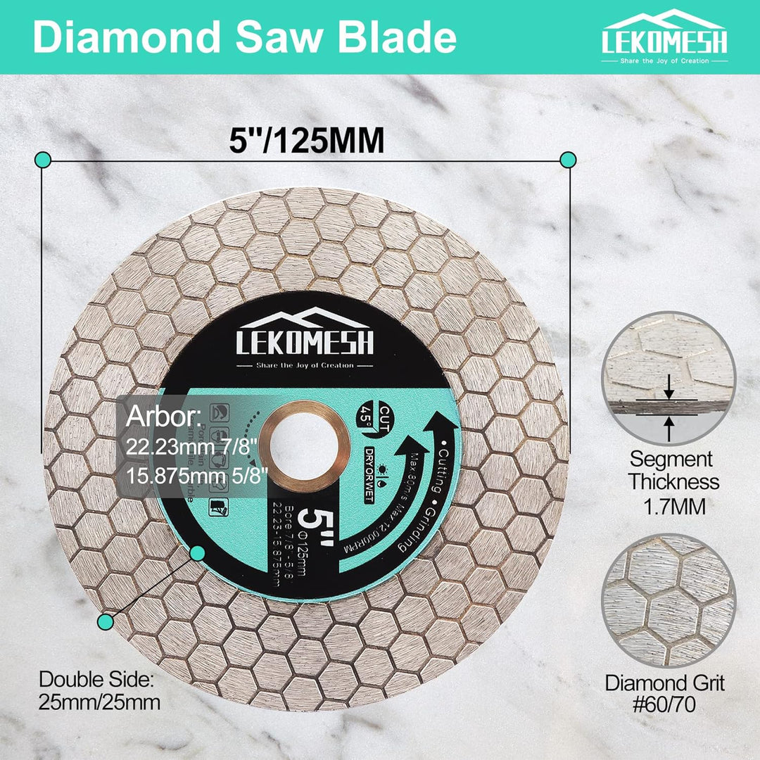 Diamant Fliesenscheibe 125MM - Doppelseitige Diamant Trennscheibe LEKOMESH zum Schneiden Schleifen v
