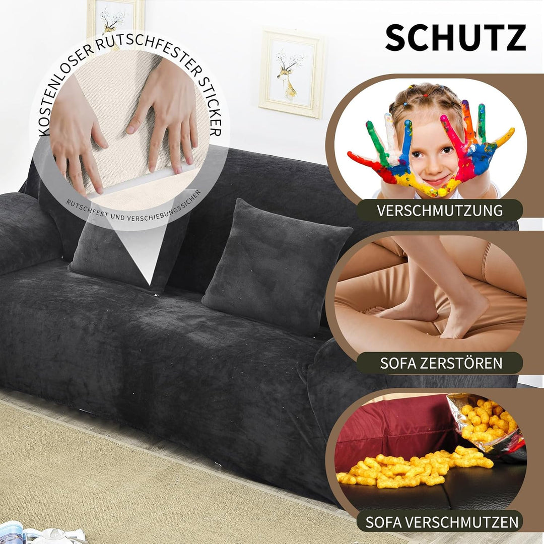 PETCUTE Sesselbezüge Elastische Sesselbezüge Dicke Sofabezüge Sofabezüge Schwarz 1 Sitzer Schwarz, 1