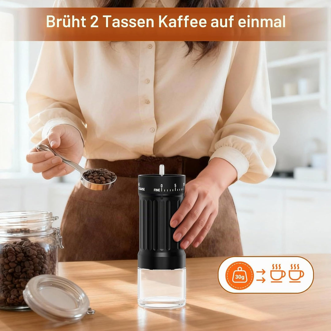 Kaffeemühle Manuell mit Keramischem Mahlwerk, 40 Präzise Einstellbare Mahlgrade für French Press, Po