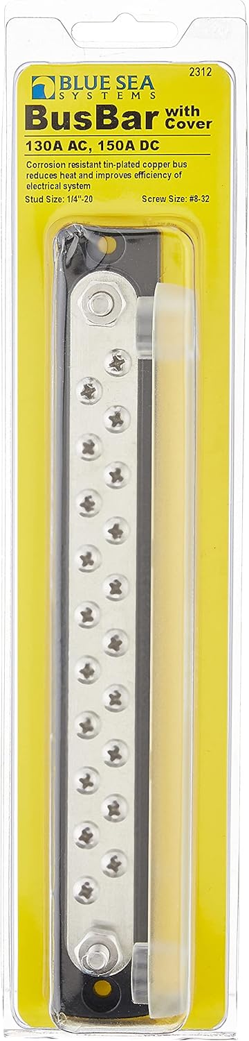 Blue Sea Systems Mini-Sammelschiene, 100 A, 1 Stück 150a, 20 Schrauben mit Abdeckung, 150a, 20 Schra