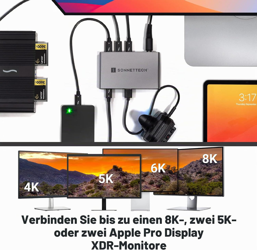 Sonnet Echo 5 Thunderbolt 4 Hub - Kompakter universeller Thunderbolt-4-Hub mit Vier Thunderbolt-4-Po