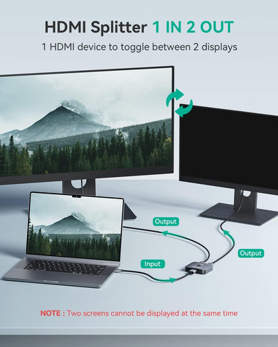 HDMI Splitter 8K@60Hz 4K@120Hz, GANA HDMI 2.1 Switch, Aluminium Bidirektional HDMI Switcher 2 In 1 O