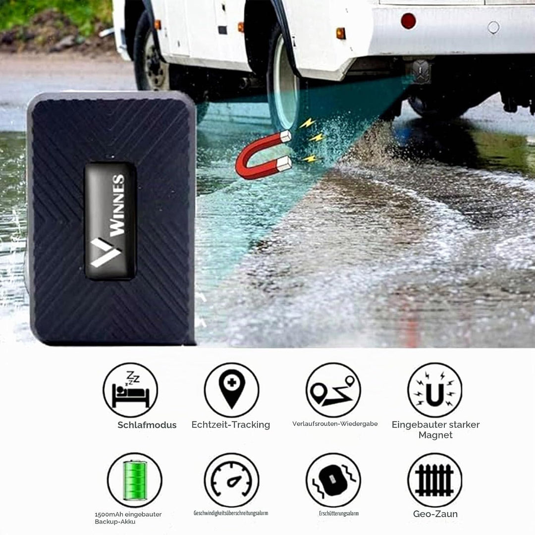 Winnes 4G Mini GPS Tracker 1500 mAh - Auto GPS/AGPS/LBS Echtzeit Ortung Anti-Verlust Magnet Mit Grat