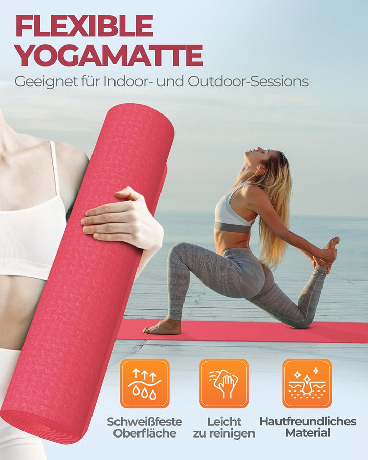 Yoga Matte Pro aus umweltfreundlichem TPE-Schaum, sehr rutschfeste, schadstofffreie, hypoallergene u