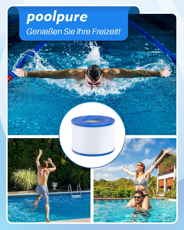 POOLPURE 6er Pack Filter Typ S1 für Easy Set Pool filterkartuschen, Intex PureSpa, Whirlpool Filter